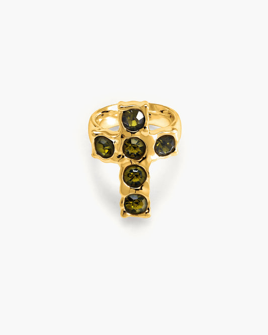 Rebel Cross Ring in Gold