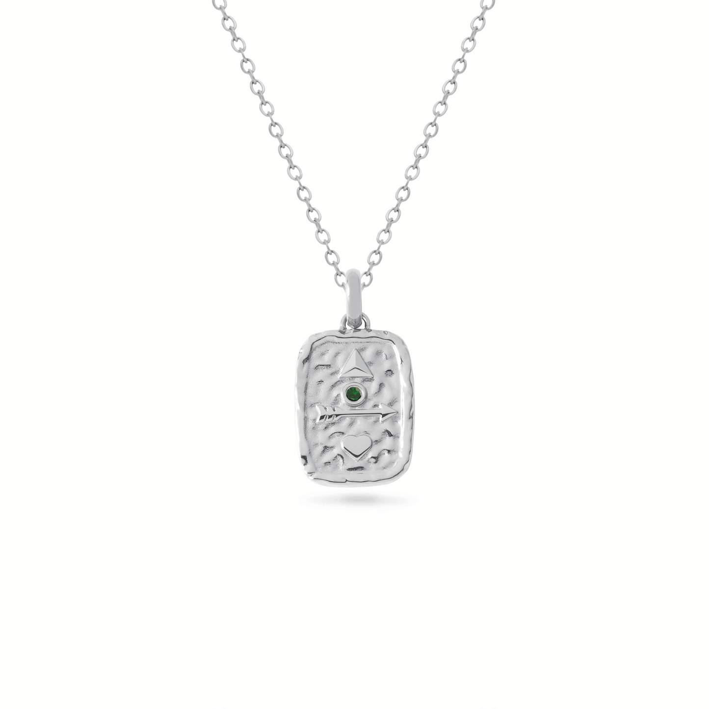 Talisman Token Birthstone Necklace (Silver)