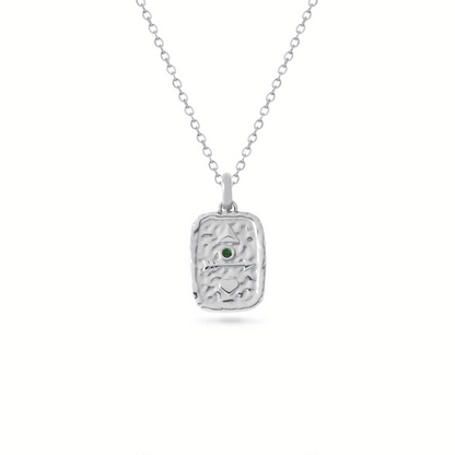 Talisman Token Birthstone Necklace (Silver)