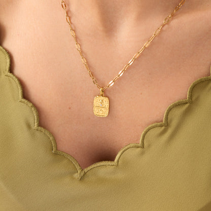 Talisman Token Birthstone Necklace (Gold)