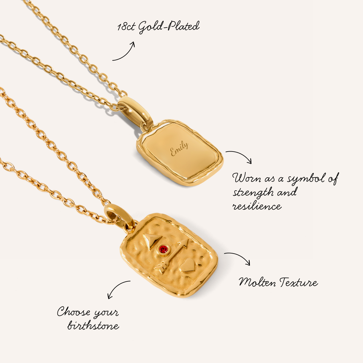Talisman Token Birthstone Necklace (Gold)