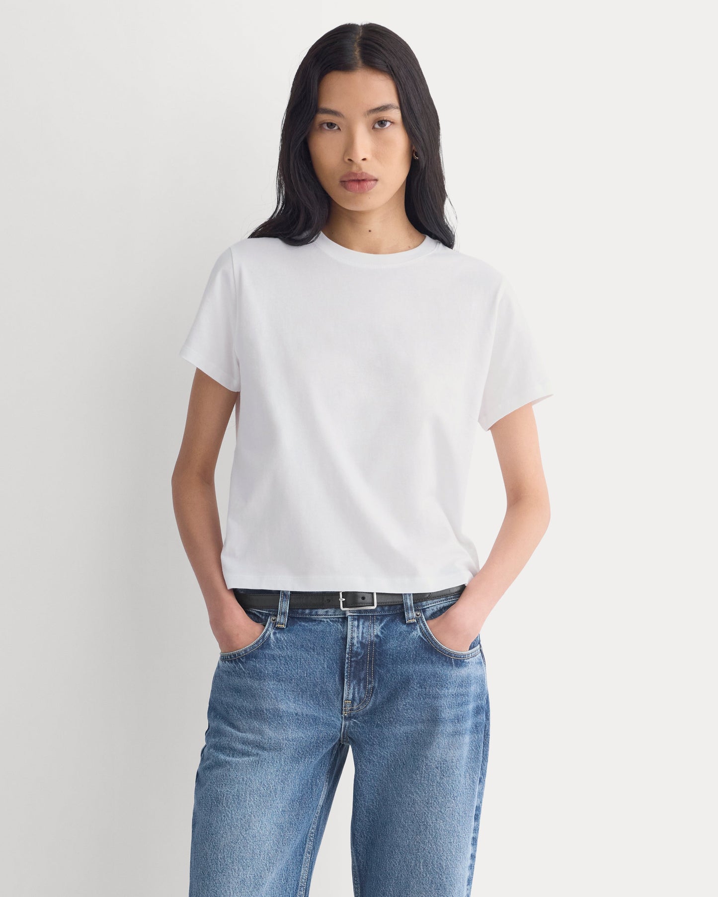 The Box-Cut Tee in Essential Cotton | White | No Pocket