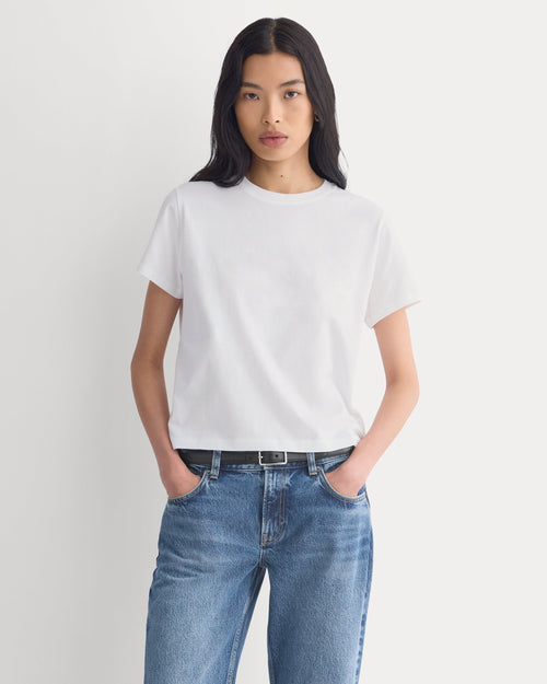 The Box-Cut Tee in Essential Cotton | White | No Pocket