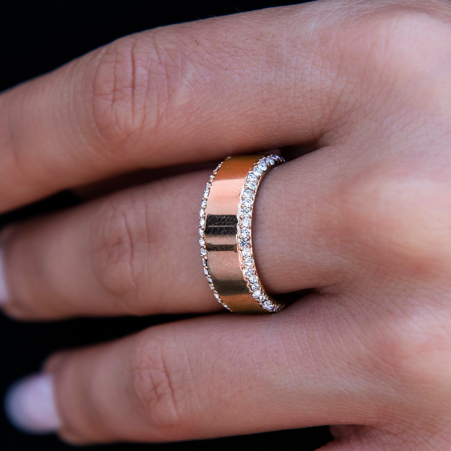Diamond Edge Ring in Rose Gold
