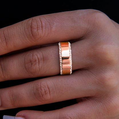 Diamond Edge Ring in Rose Gold