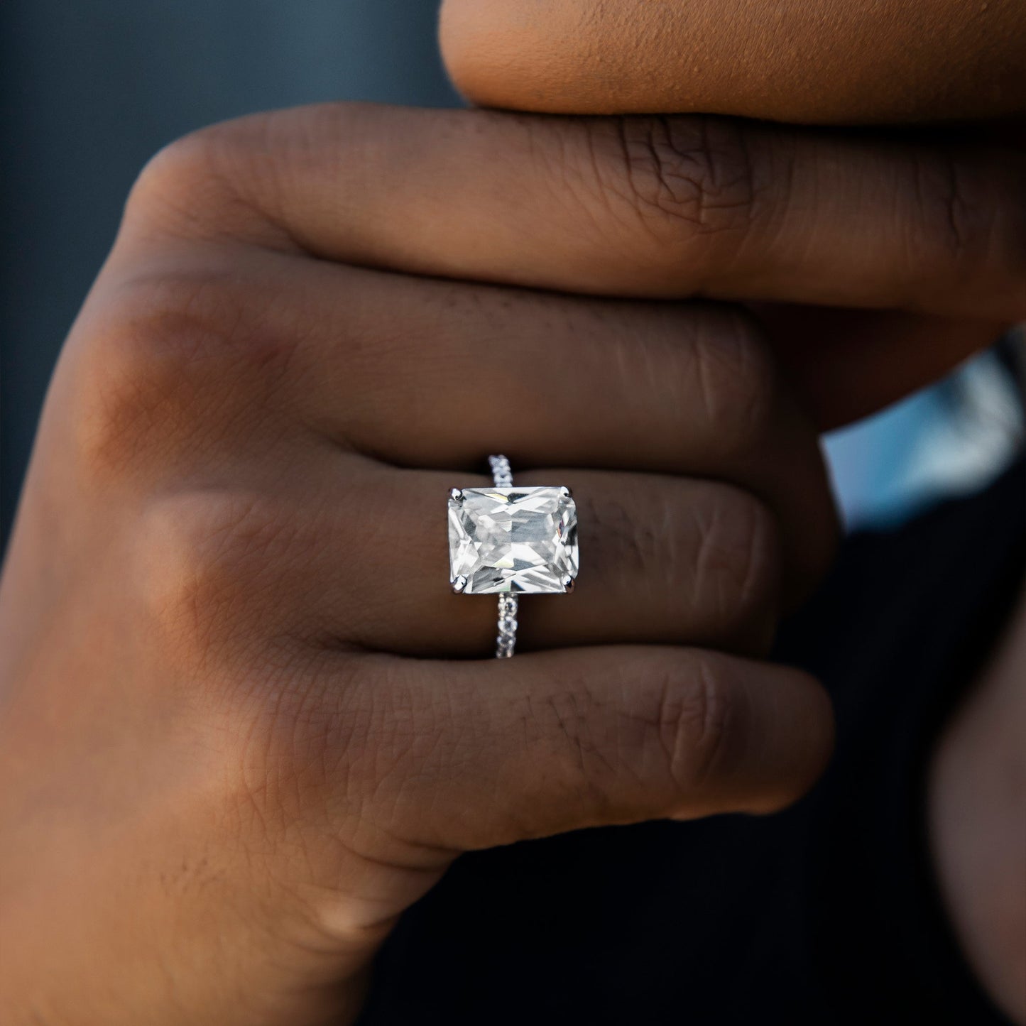 Diamond Cocktail Ring in White Gold Vermeil