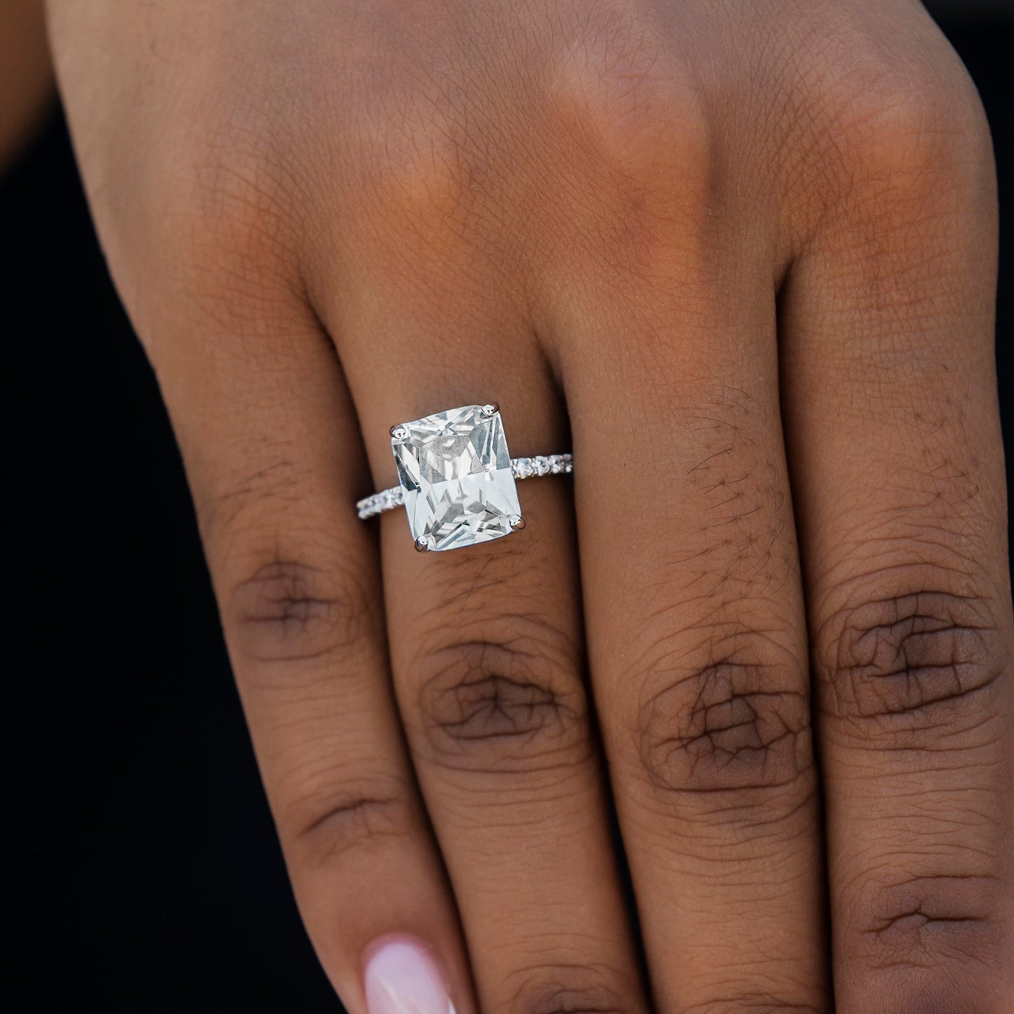 Diamond Cocktail Ring in White Gold Vermeil