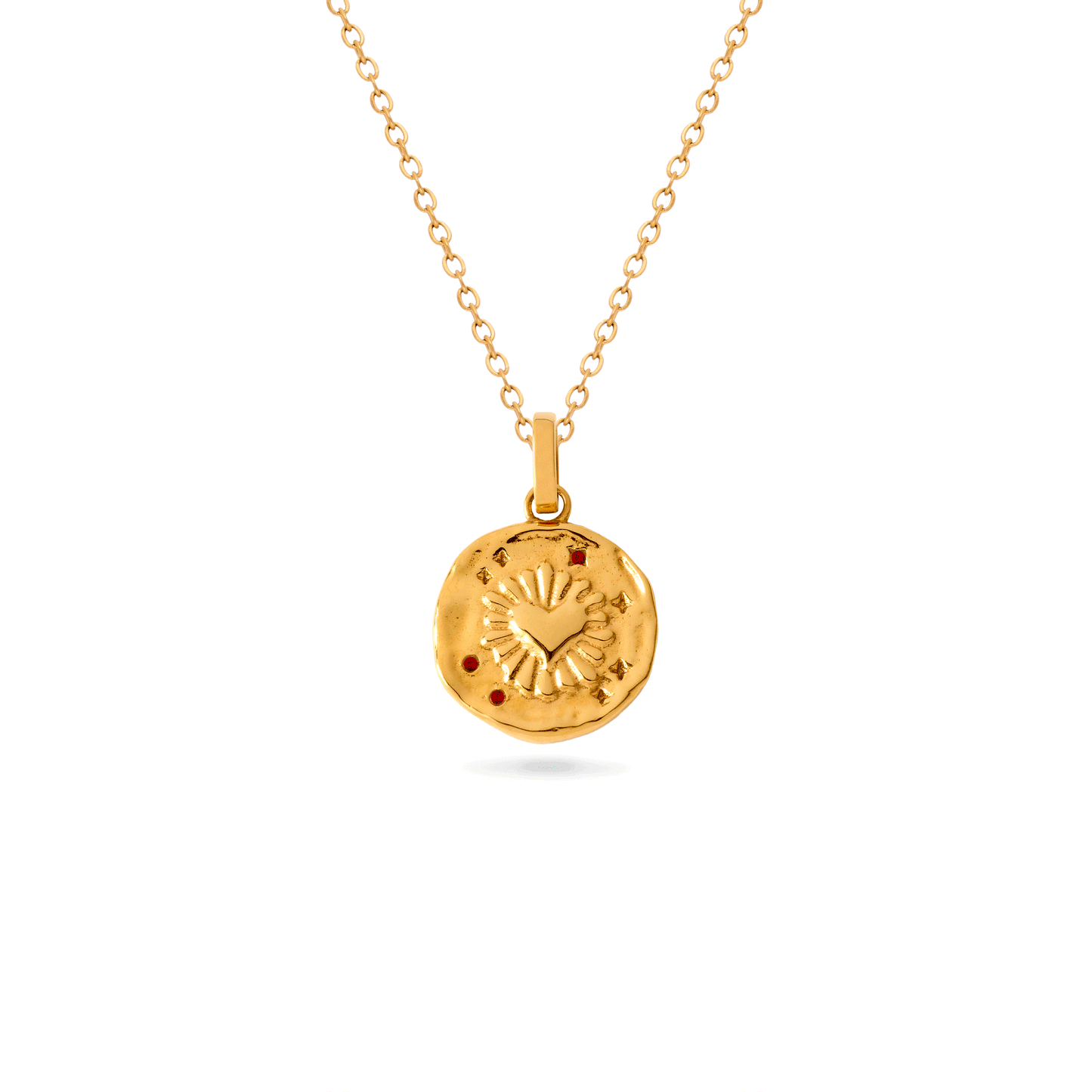 Talisman Flaming Heart Birthstone Necklace (Gold)