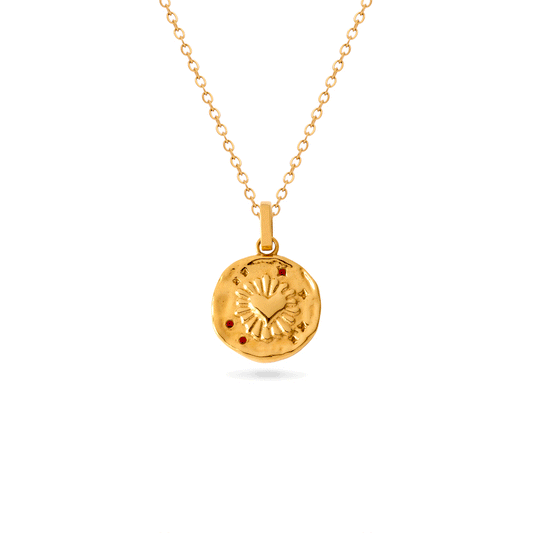 Talisman Flaming Heart Birthstone Necklace (Gold)