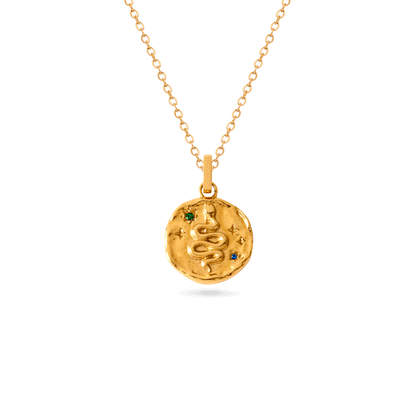 Talisman Snake Birthstone Necklace (Gold)
