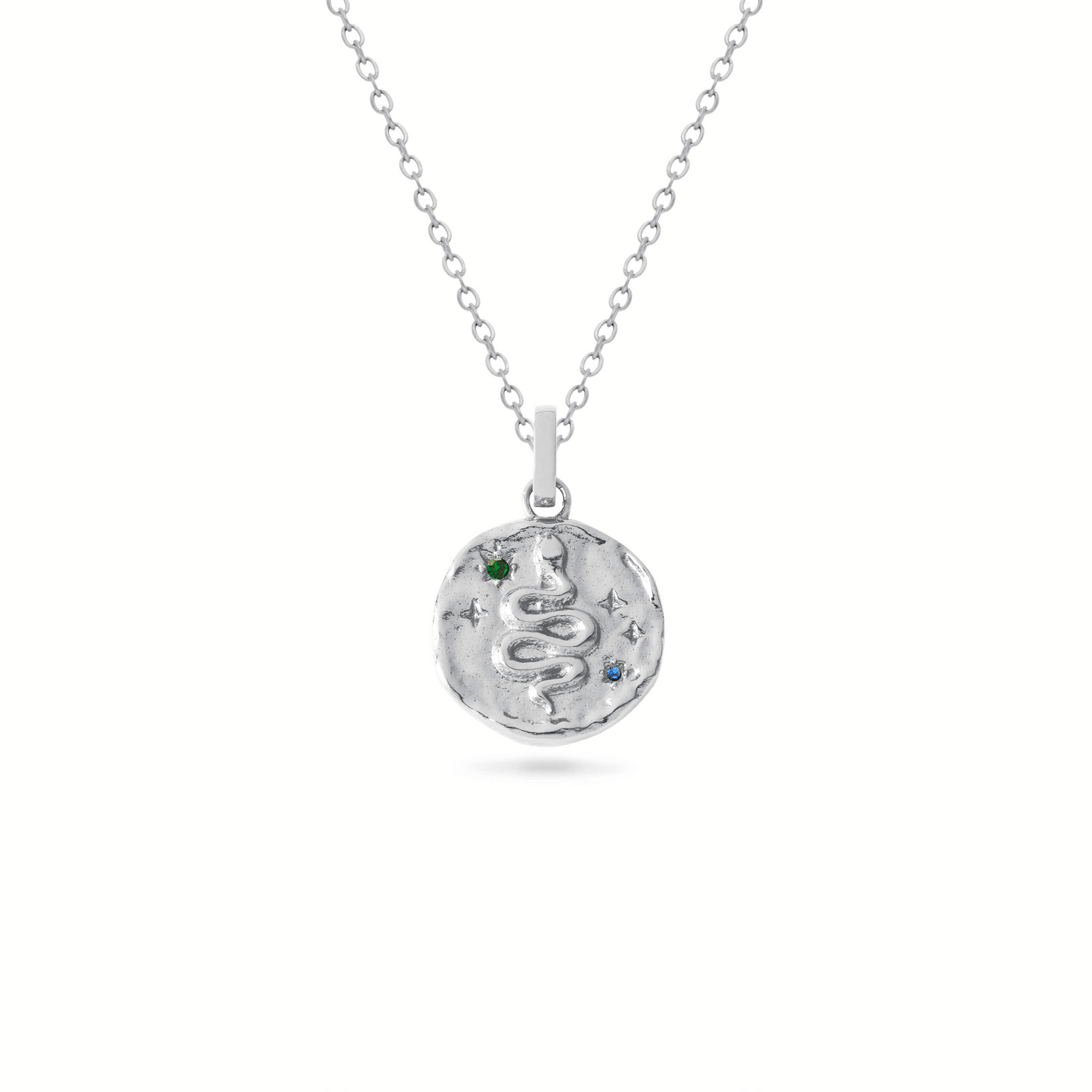 Talisman Snake Birthstone Necklace (Silver)