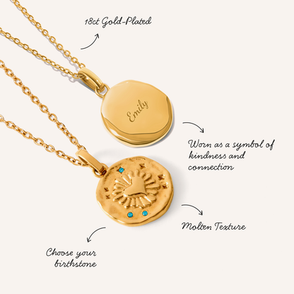 Talisman Flaming Heart Birthstone Necklace (Gold)