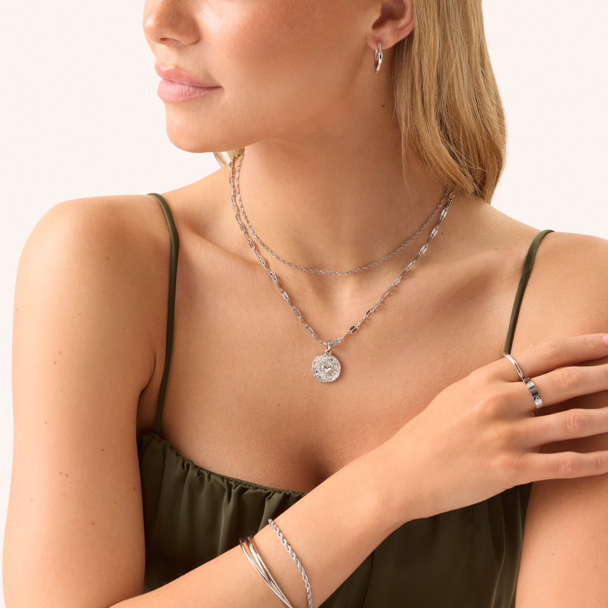Talisman Flaming Heart Birthstone Necklace (Silver)