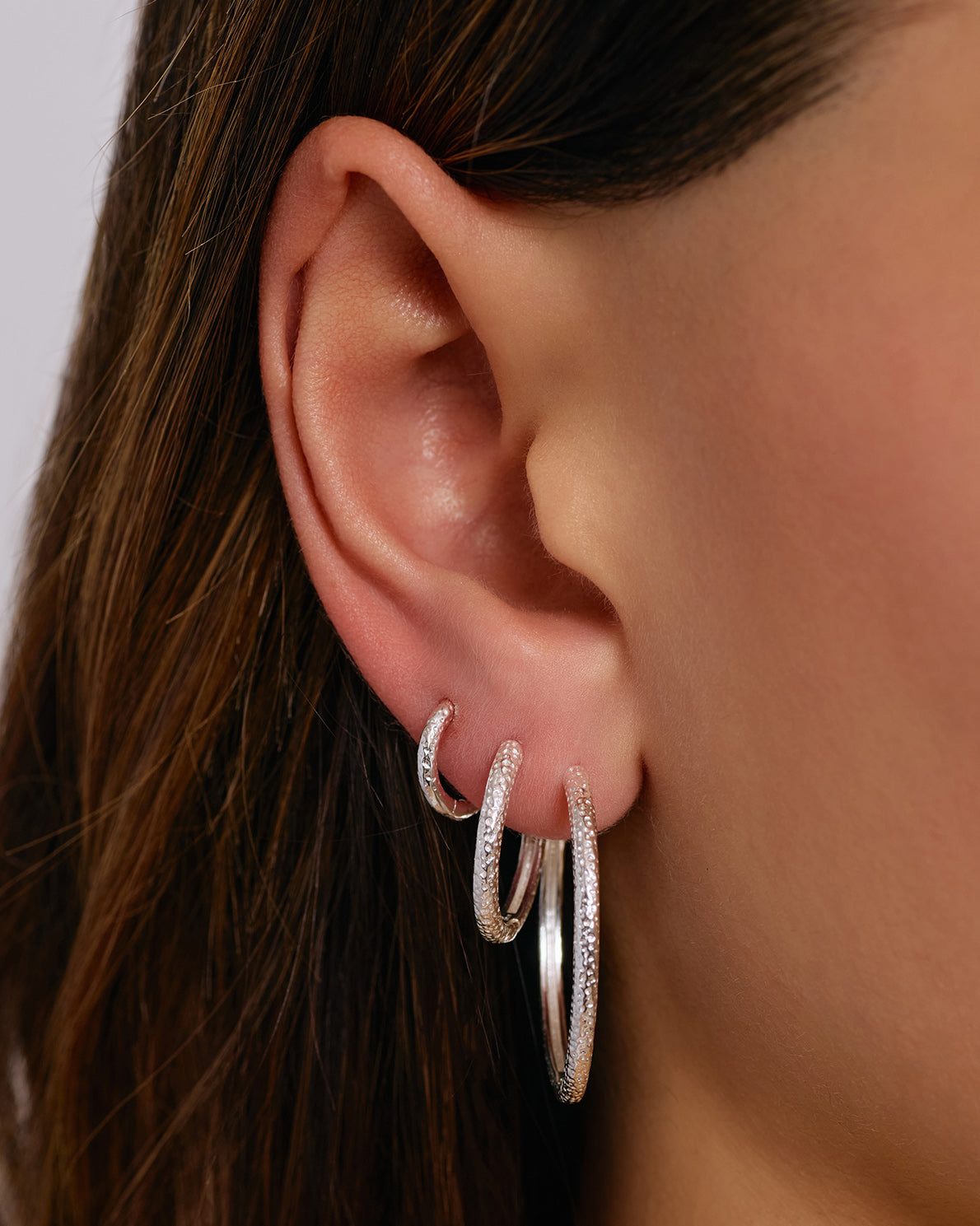 Triple Hoop Earring Stack - Silver