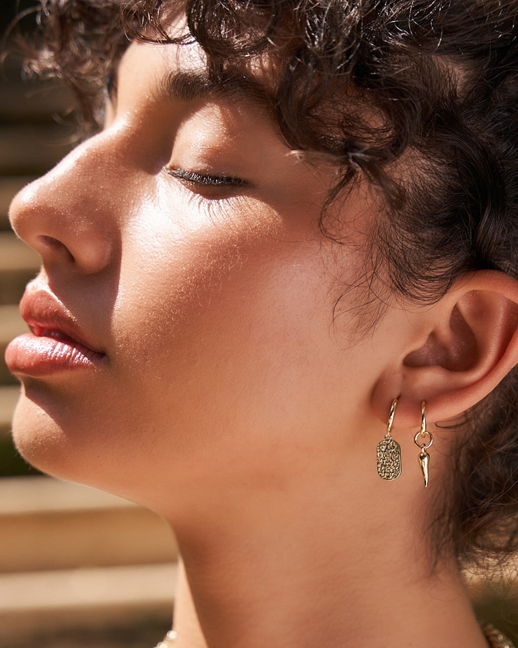 Cornicello Gold Single Charm Earring - Small