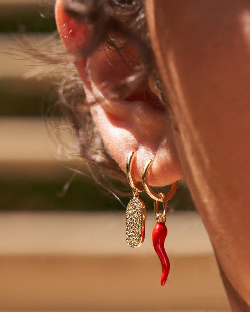 Cornicello Red Single Charm Earring