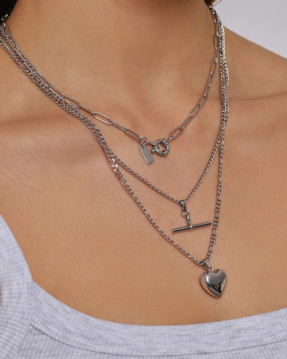 Rose Heart Necklace - Silver
