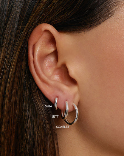 Shia Silver Huggie Earrings