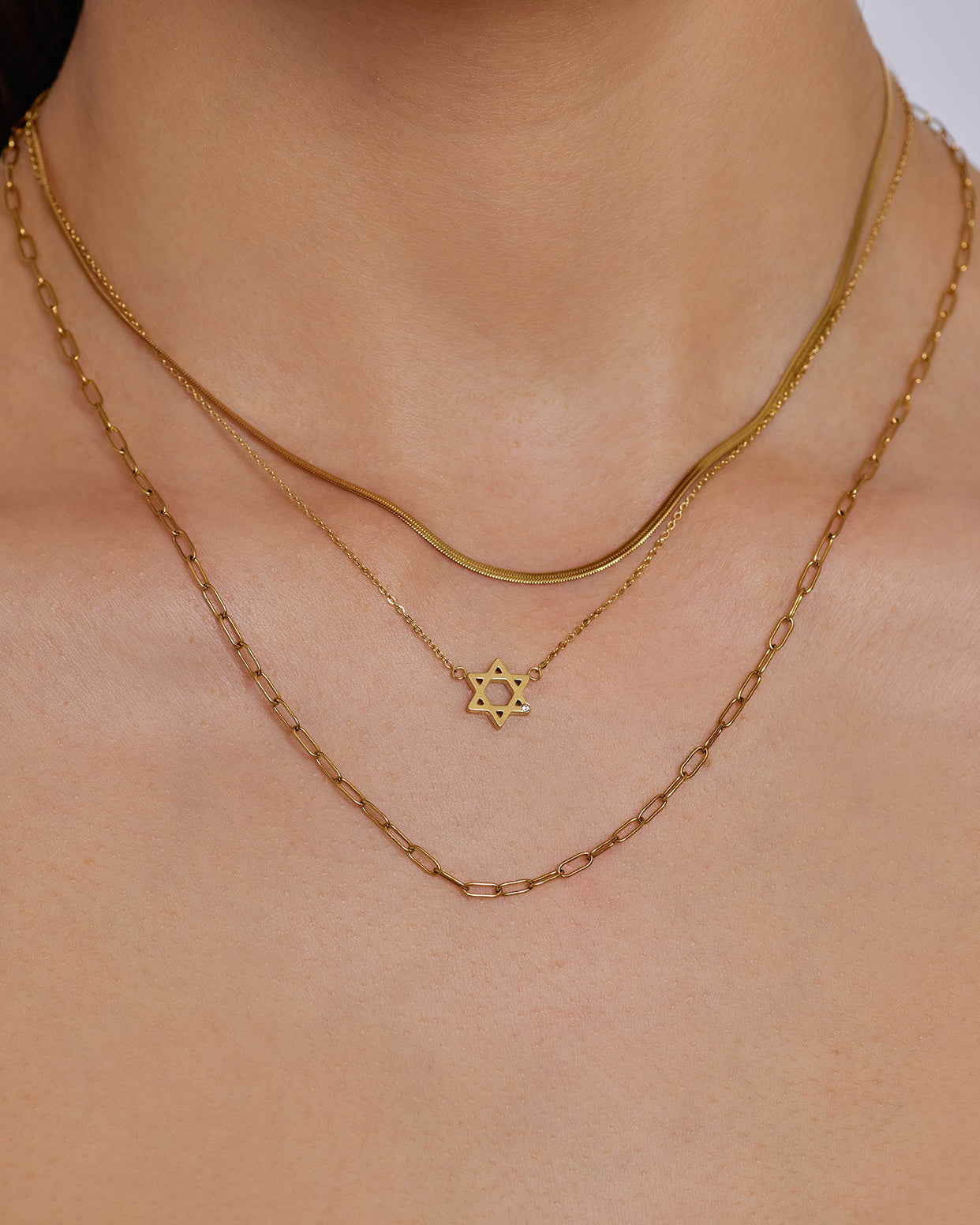 Mini Star Of David Gold Necklace