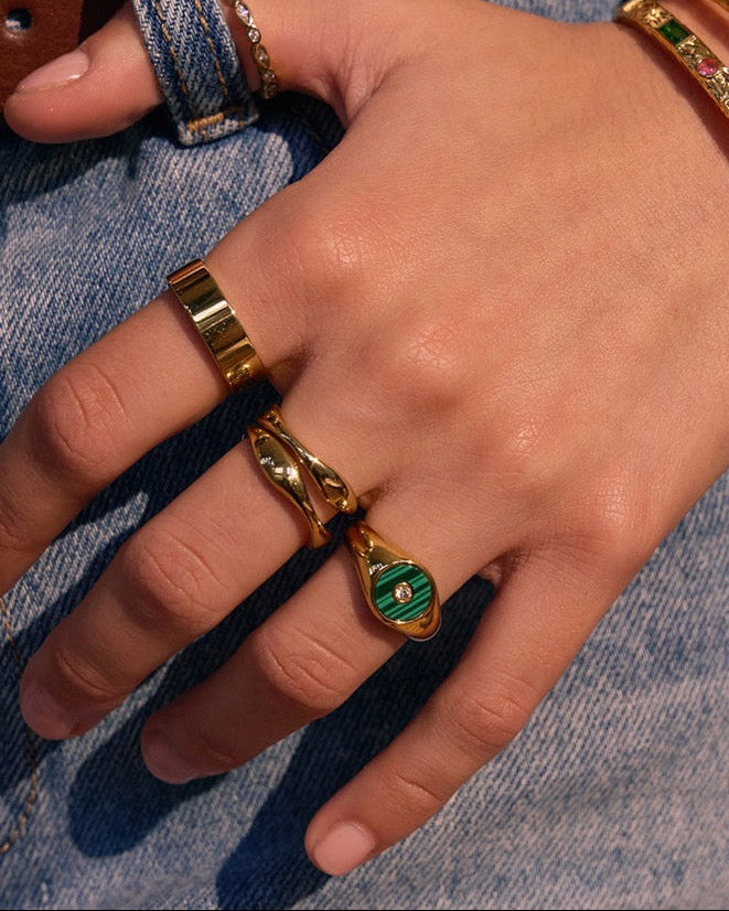Koda Gold Ring - Malachite