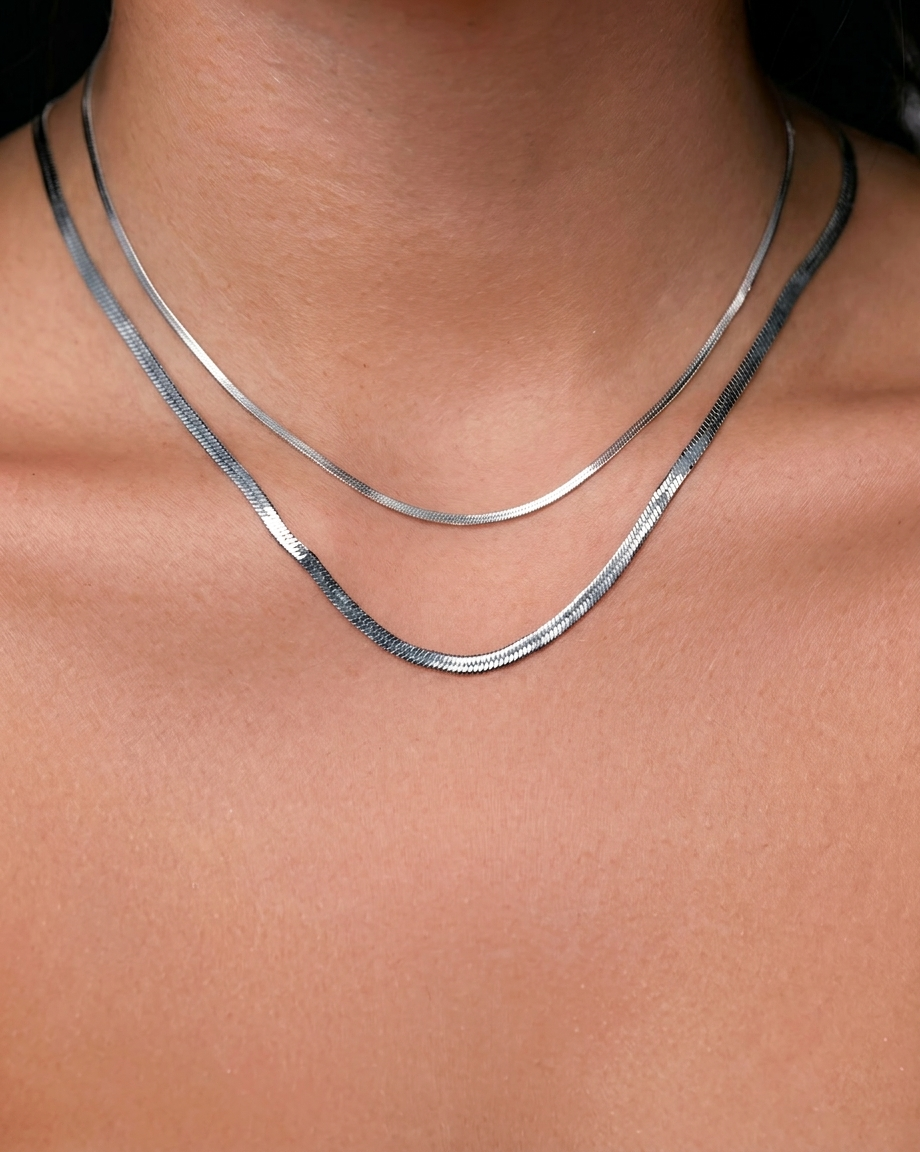 Shayla Silver Snake Chain Necklace