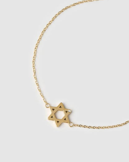 Star Of David Charm Gold Bracelet