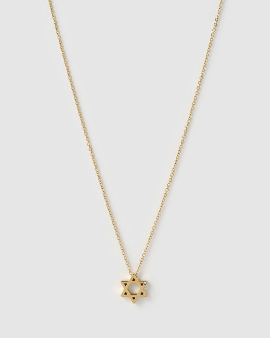 Star Of David Charm Gold Necklace