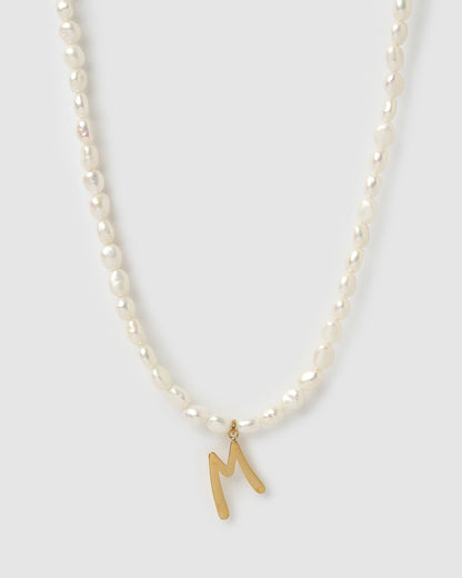 Statement Letter Pearl Necklace