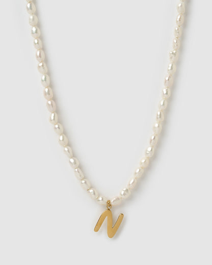 Statement Letter Pearl Necklace