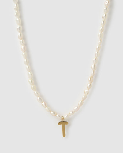 Statement Letter Pearl Necklace