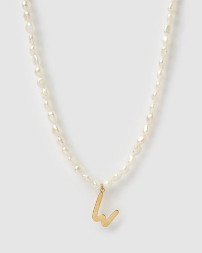Statement Letter Pearl Necklace