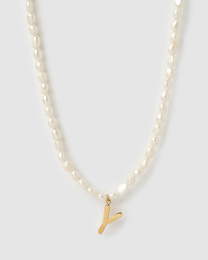 Statement Letter Pearl Necklace