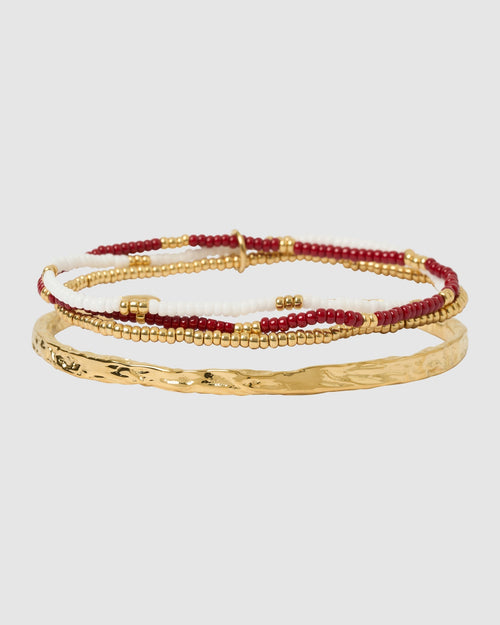 Sunshine Bracelet Stack - Burgundy
