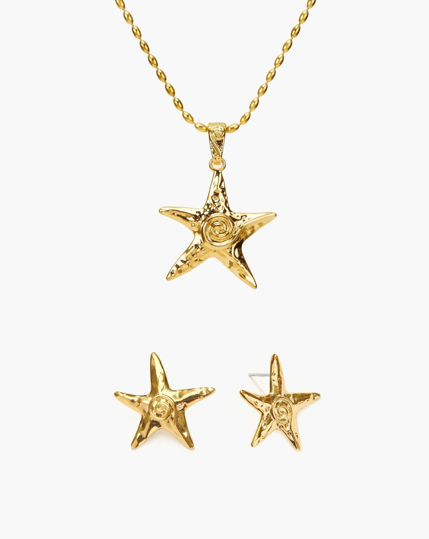 Starfish Necklace & Earrings Set in Silver