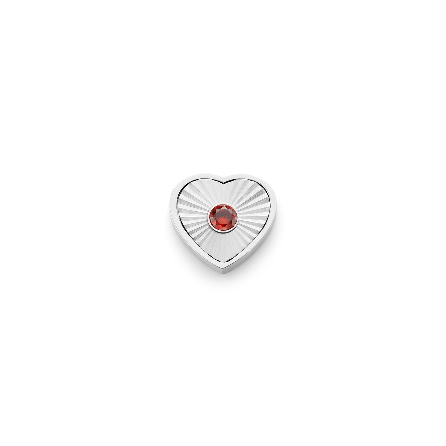 Textured Heart Charms (Silver) - Birthstone
