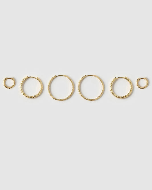 Triple Hoop Earring Stack - Gold