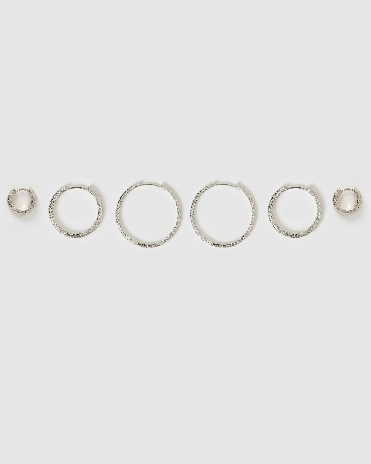 Triple Hoop Earring Stack - Silver
