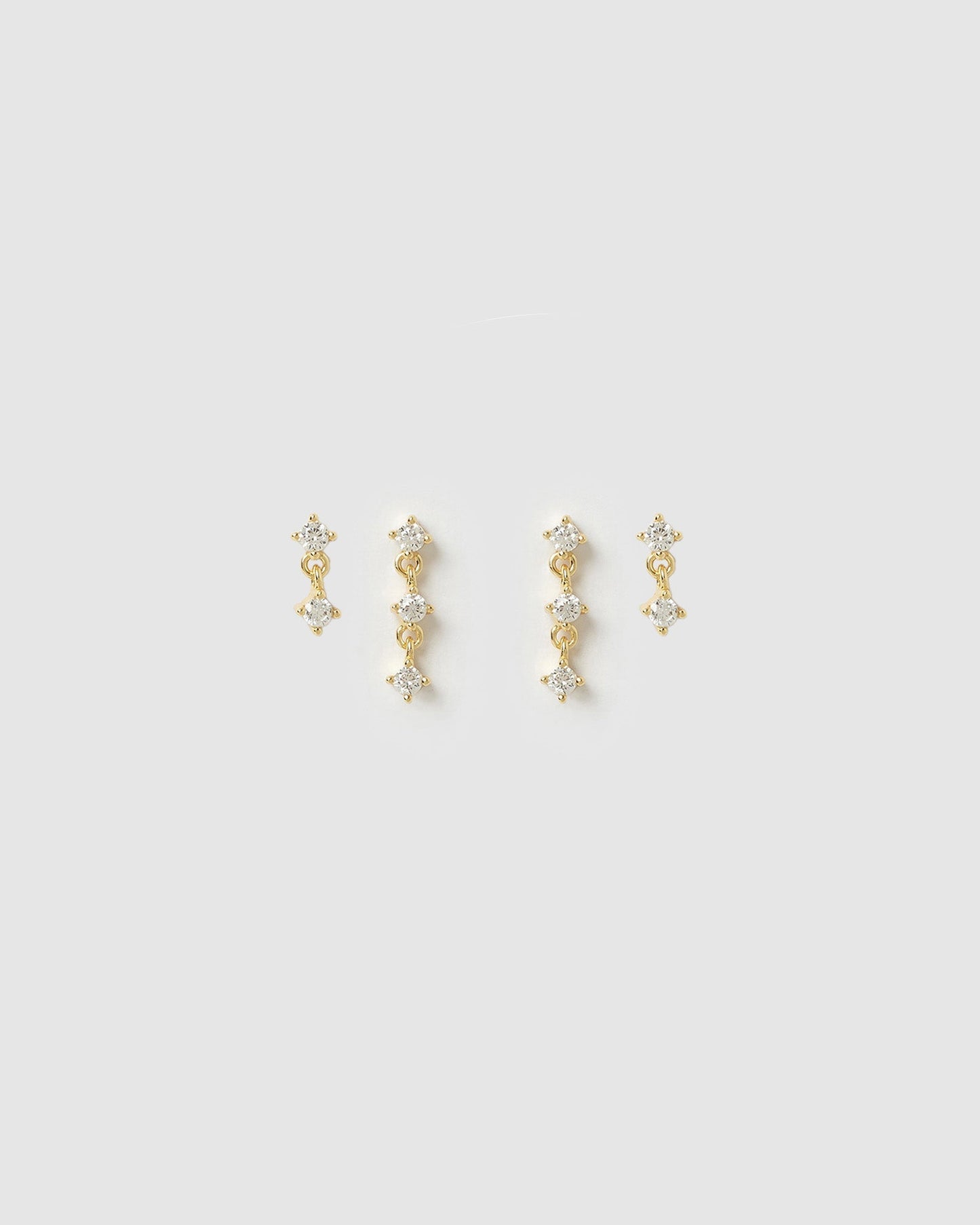 Twin Earring Stack - Gold