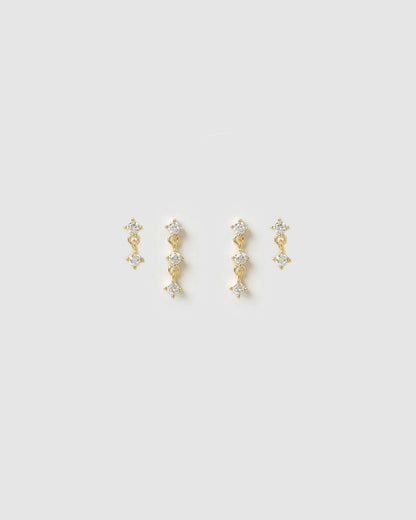 Twin Earring Stack - Gold