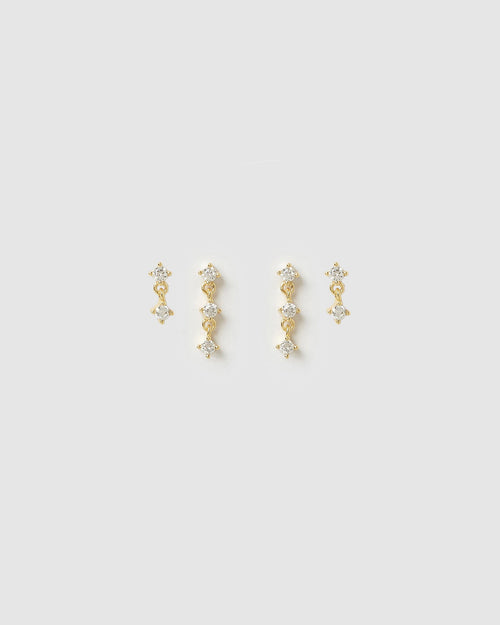 Twin Earring Stack - Gold
