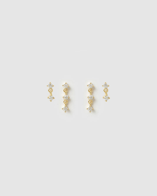 Twin Earring Stack - Gold