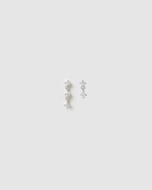 Twin Single Earring Stack - Silver