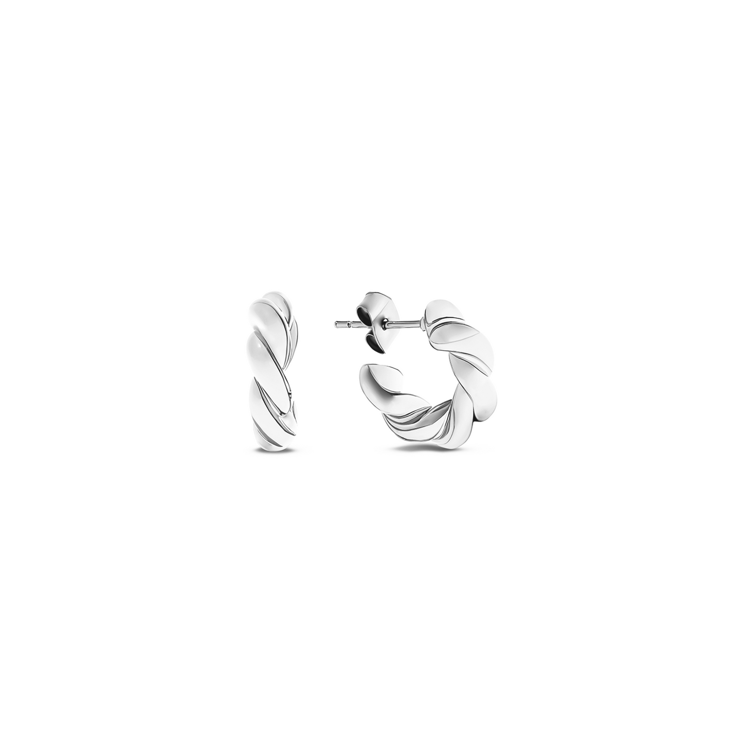 Twisted Hoop Earrings (Silver)