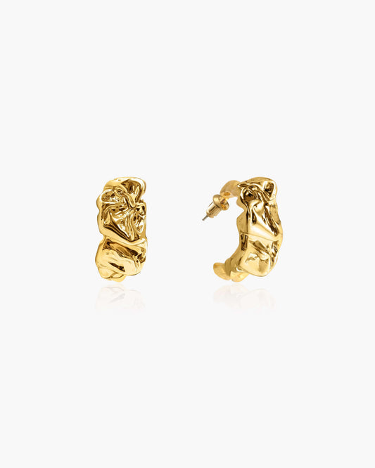 Textured Molten Earrings in Gold