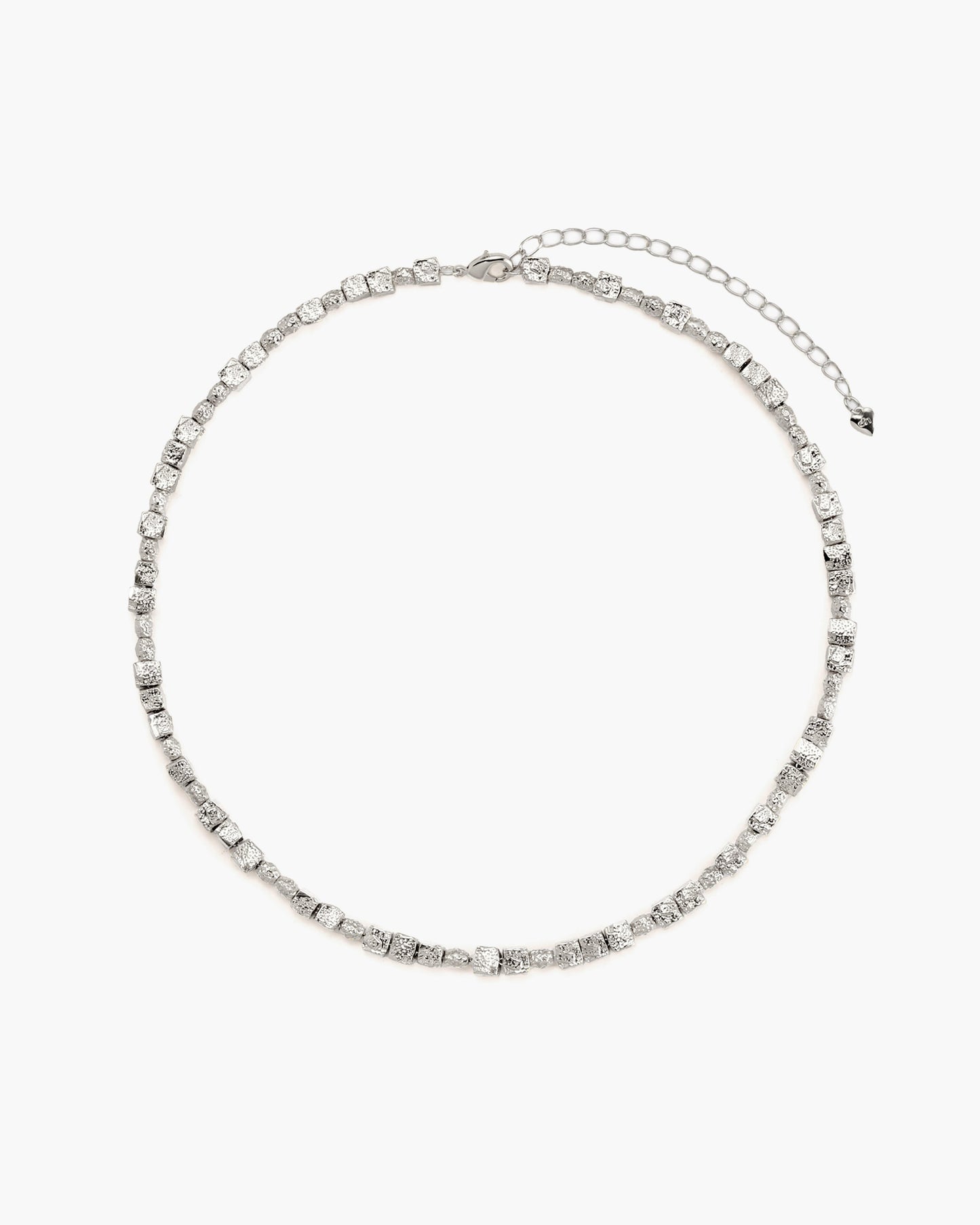 Textured Square Necklace in Silver