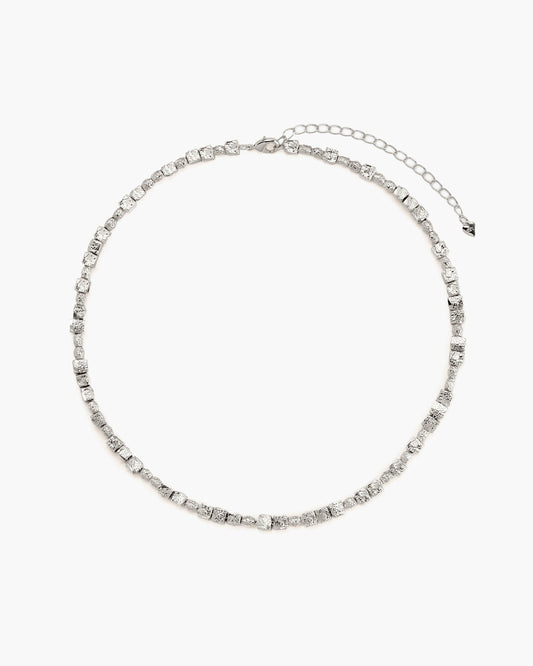 Textured Square Necklace in Silver
