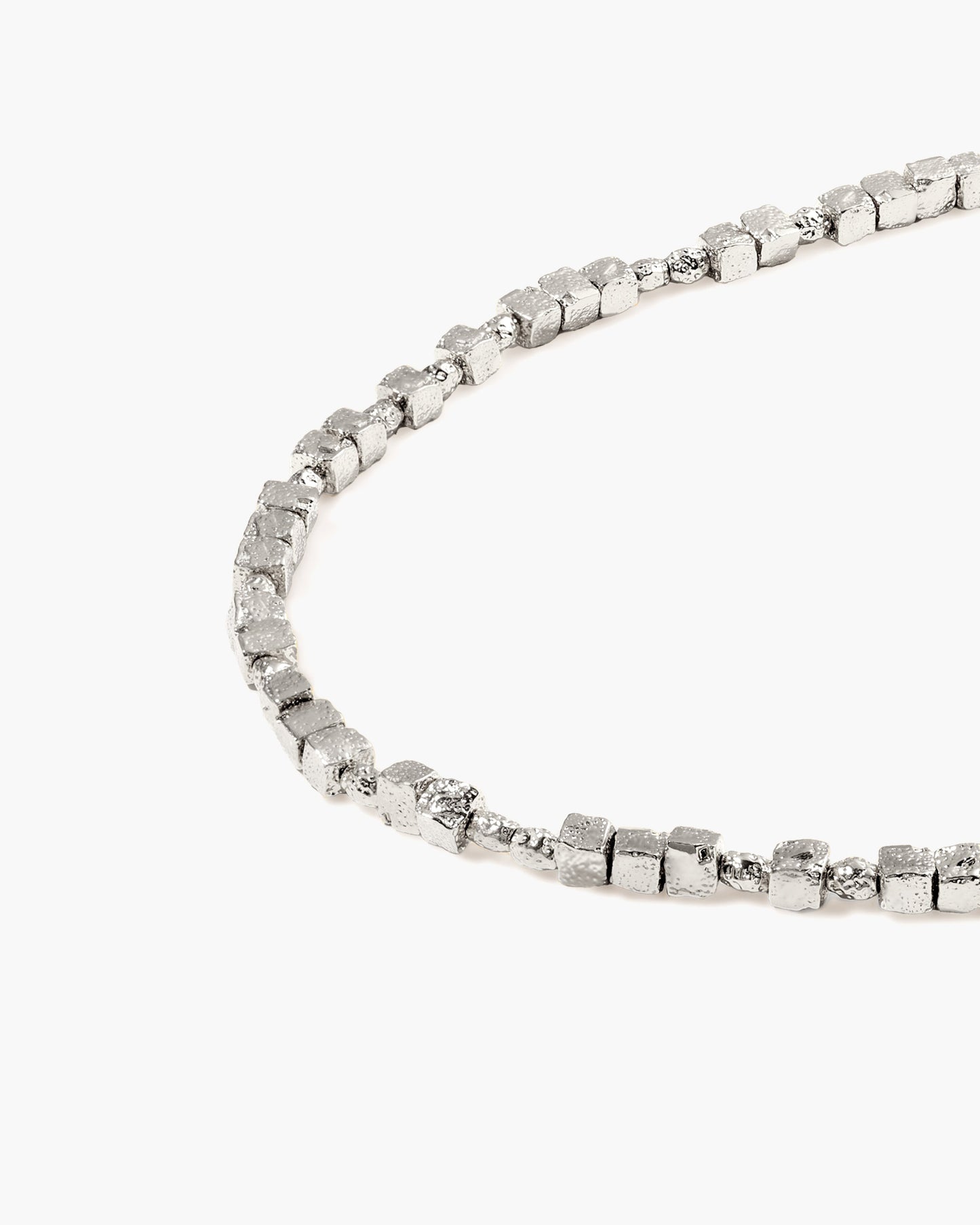 Textured Square Necklace in Silver