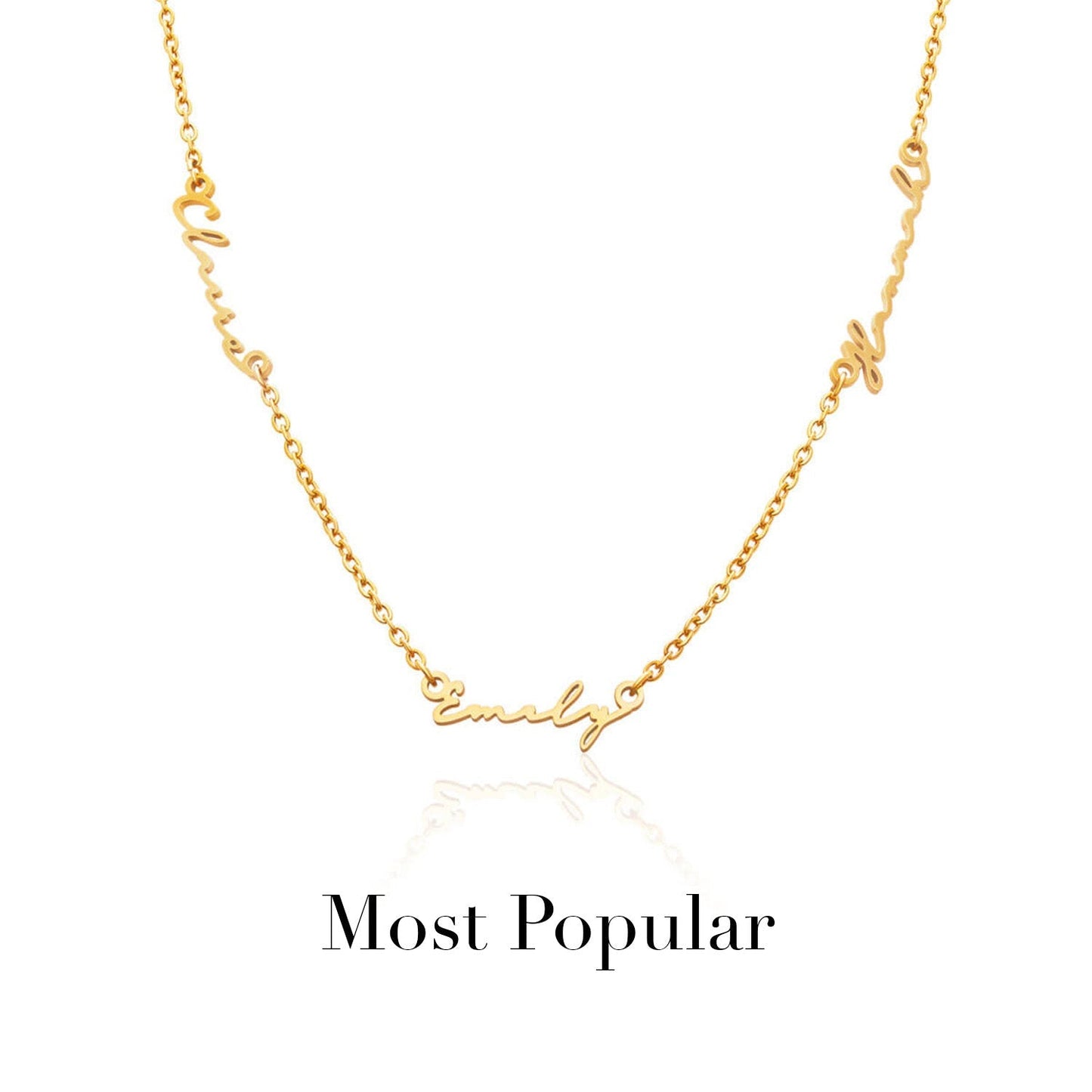Triple Signature Name Necklace (Gold)