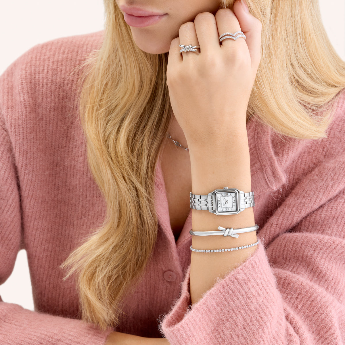 Twisted Knot Bangle (Silver)