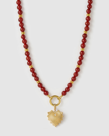 Velvet Charm Necklace - Red Agate